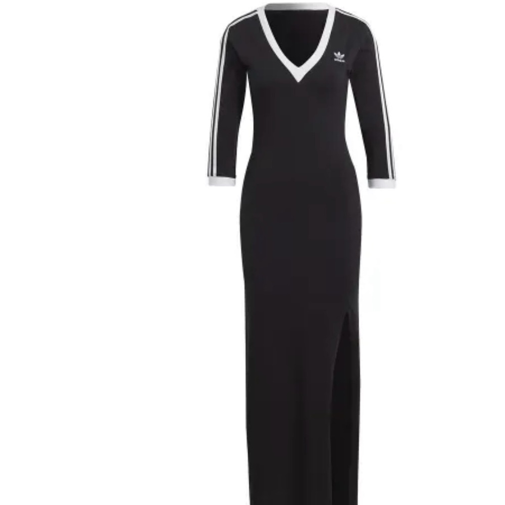 Adidas adicolor Classic 3 stripe black and White maxi dress